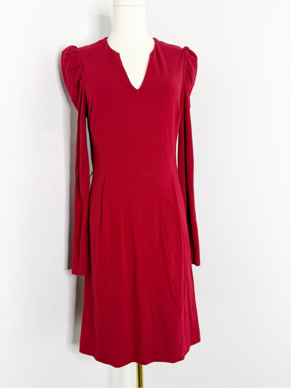 Boden Women’s US 6R Red Puff Sleeve V Neck Fit & Flare Midi Dress